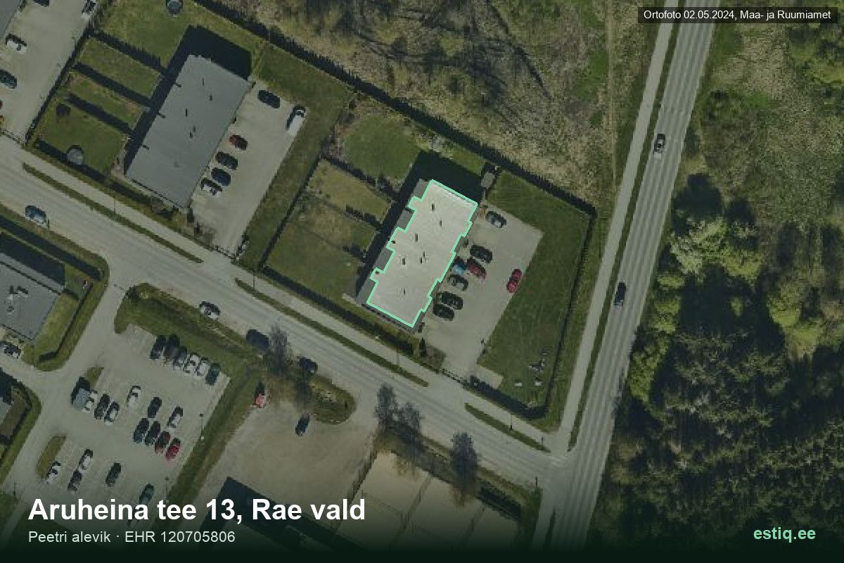 Aruheina tee 13, Rae – hoone aerofoto, kontuur ehitisregistri (EHR) andmetest
