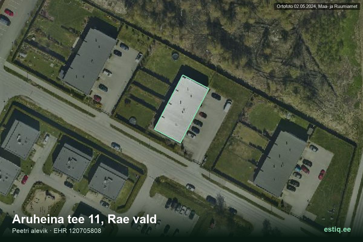 Aruheina tee 11, Rae – hoone aerofoto, kontuur ehitisregistri (EHR) andmetest