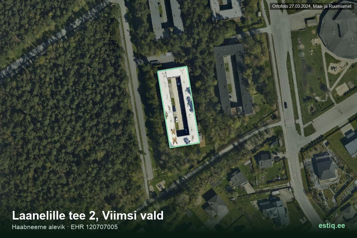 Laanelille tee 2, Viimsi – hoone aerofoto, kontuur ehitisregistri (EHR) andmetest