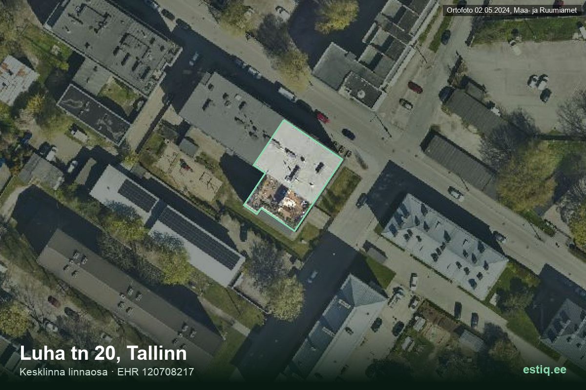 Luha tänav 20, Tallinn – аэрофото дома, контур по данным регистра строений (EHR)
