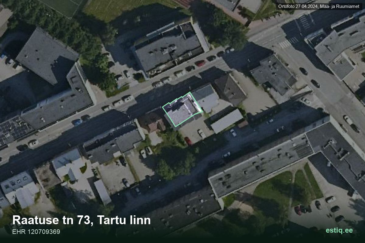 Raatuse tänav 73, Tartu – aerial photo of the building, outline from the Building Register (EHR)