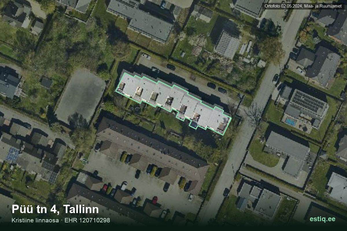 Püü tänav 4, Tallinn – аэрофото дома, контур по данным регистра строений (EHR)