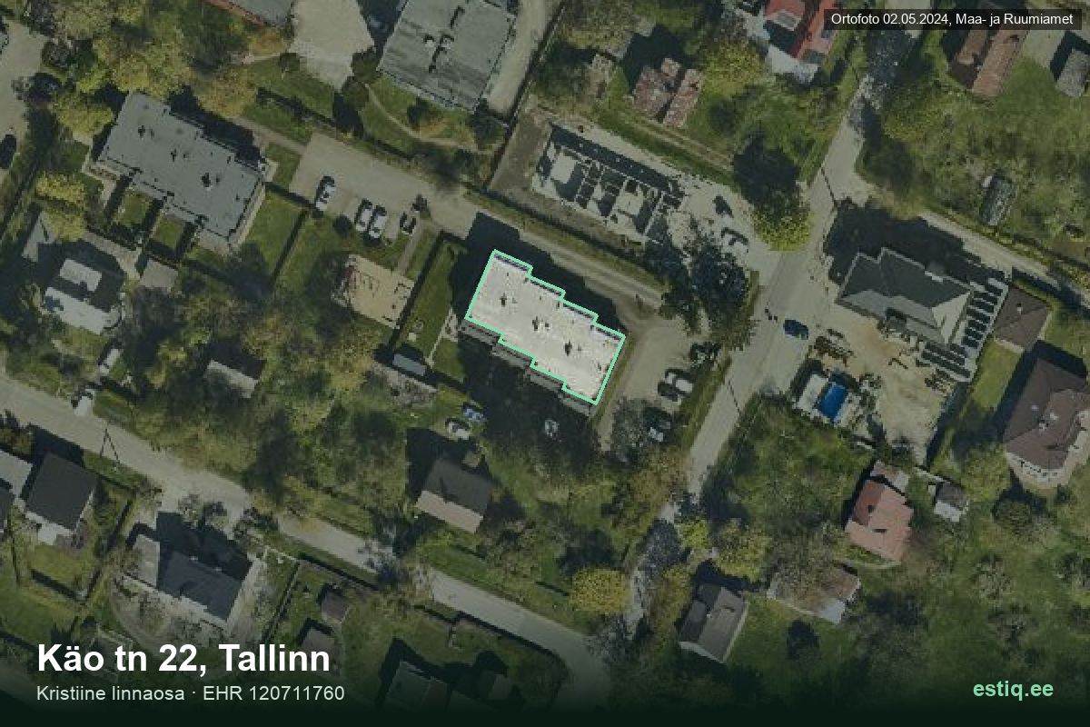 Käo tänav 22, Tallinn – aerial photo of the building, outline from the Building Register (EHR)