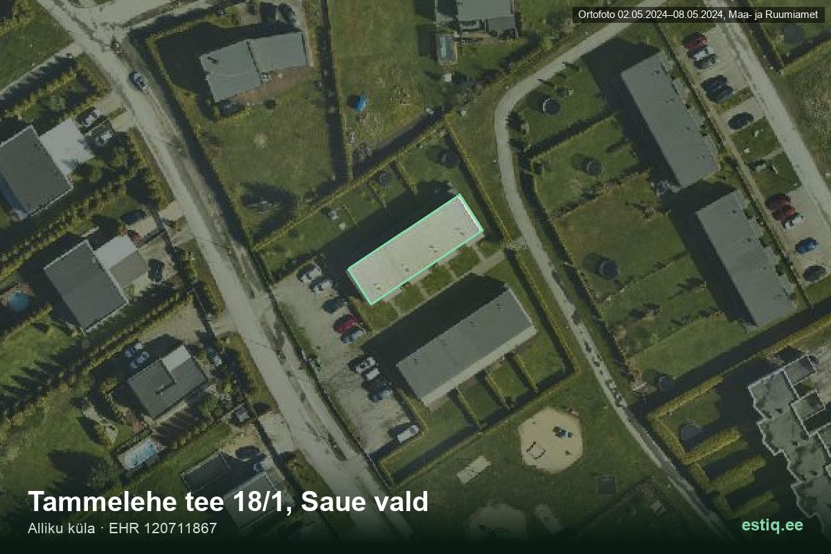 Tammelehe tee 18/1, Saue – ilmakuva rakennuksesta, ääriviiva rakennusrekisteristä (EHR)