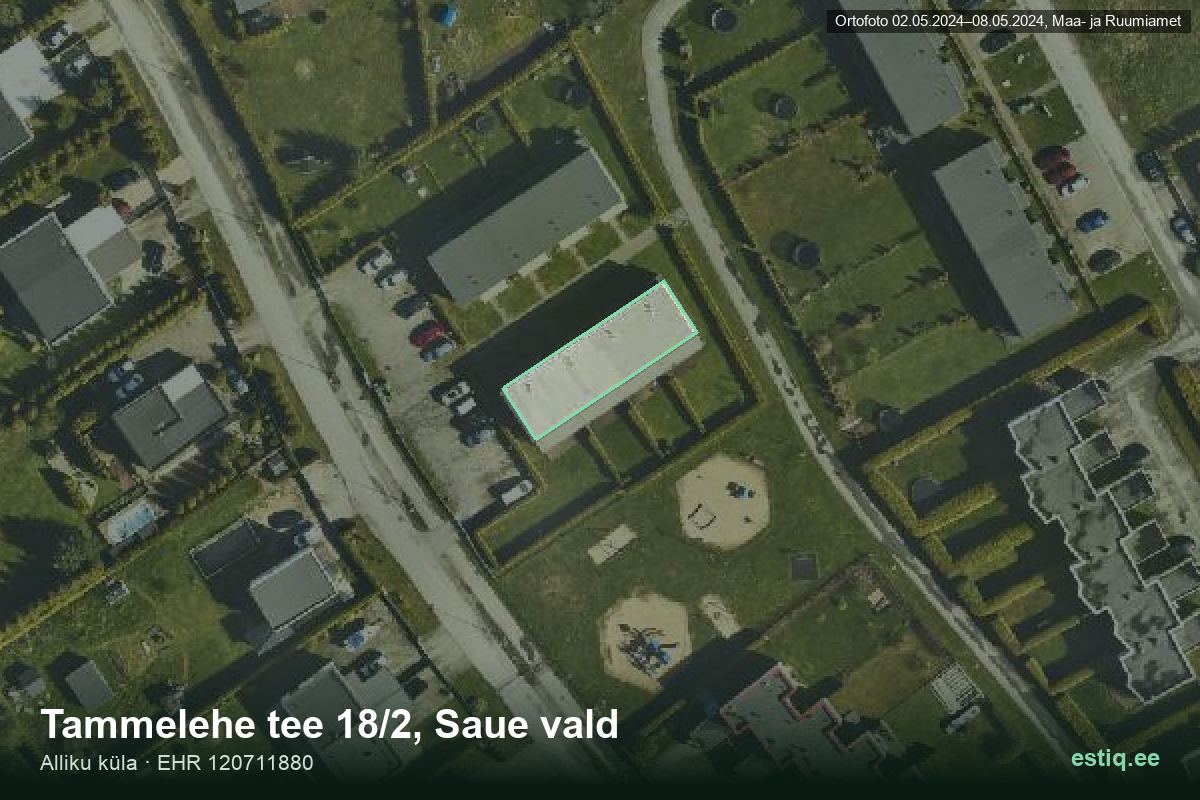 Tammelehe tee 18/2, Saue – ilmakuva rakennuksesta, ääriviiva rakennusrekisteristä (EHR)