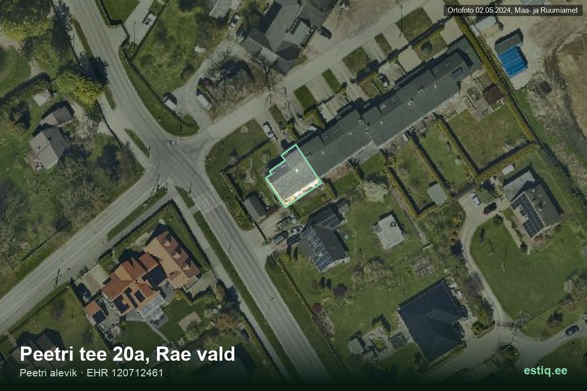Peetri tee 20a, Rae – aerial photo of the building, outline from the Building Register (EHR)