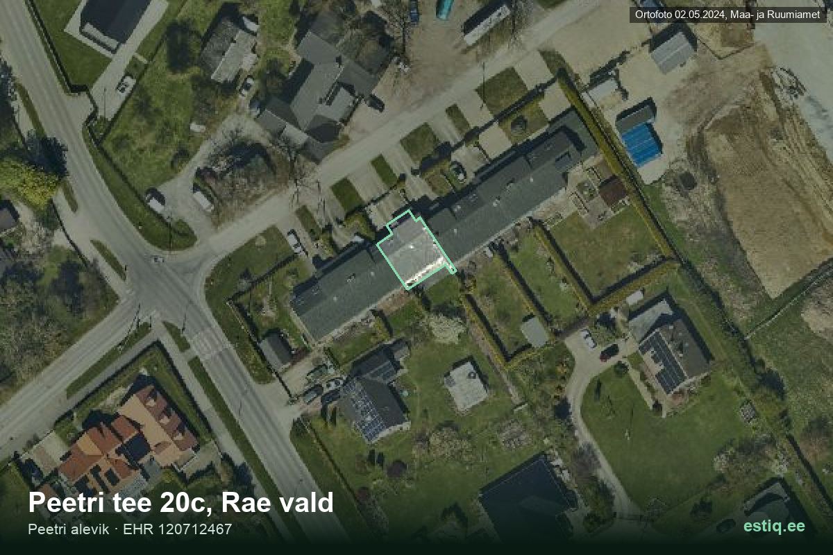 Peetri tee 20c, Rae – aerial photo of the building, outline from the Building Register (EHR)