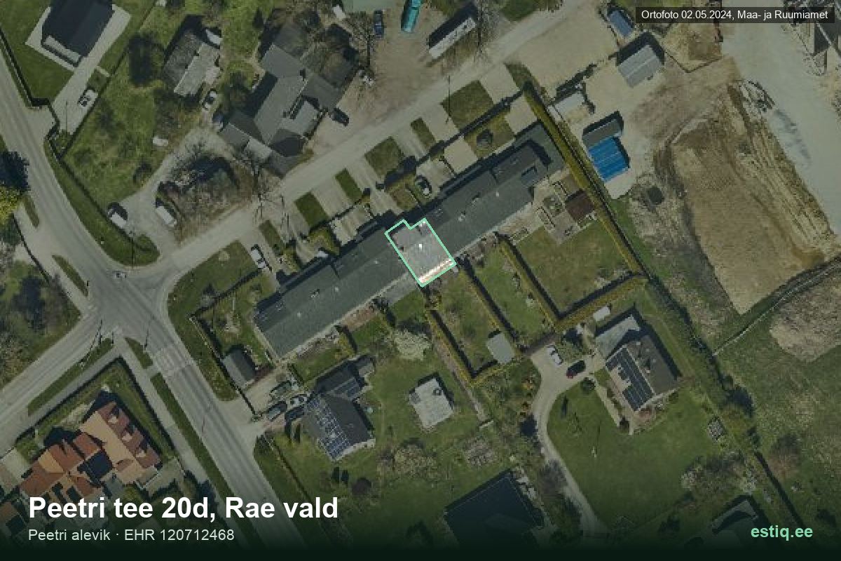 Peetri tee 20d, Rae – aerial photo of the building, outline from the Building Register (EHR)