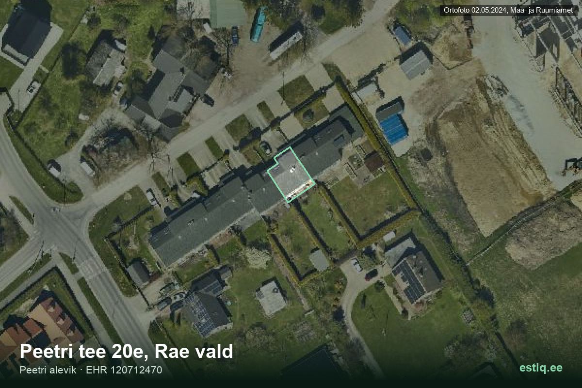 Peetri tee 20e, Rae – aerial photo of the building, outline from the Building Register (EHR)