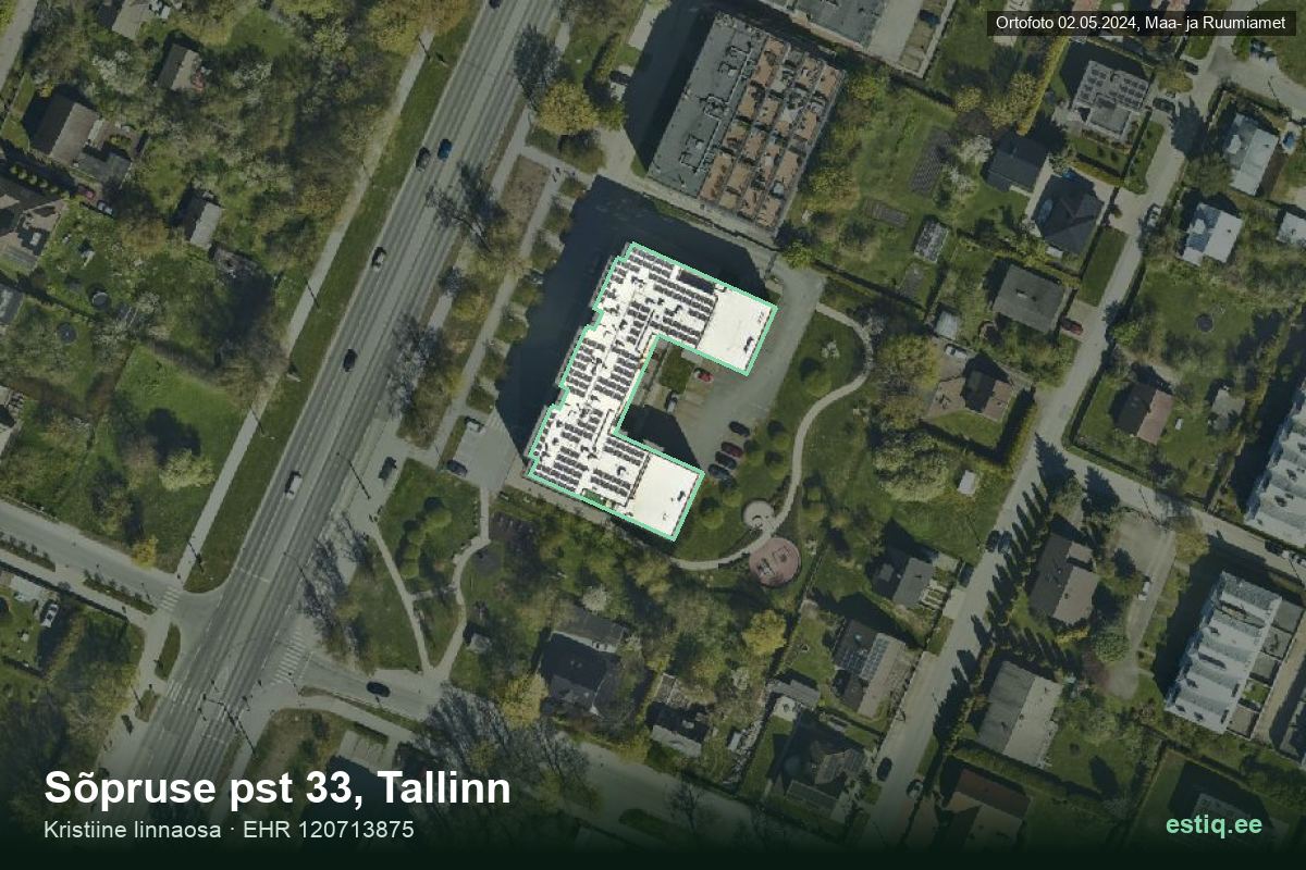 Sõpruse pst 33, Tallinn – hoone aerofoto, kontuur ehitisregistri (EHR) andmetest