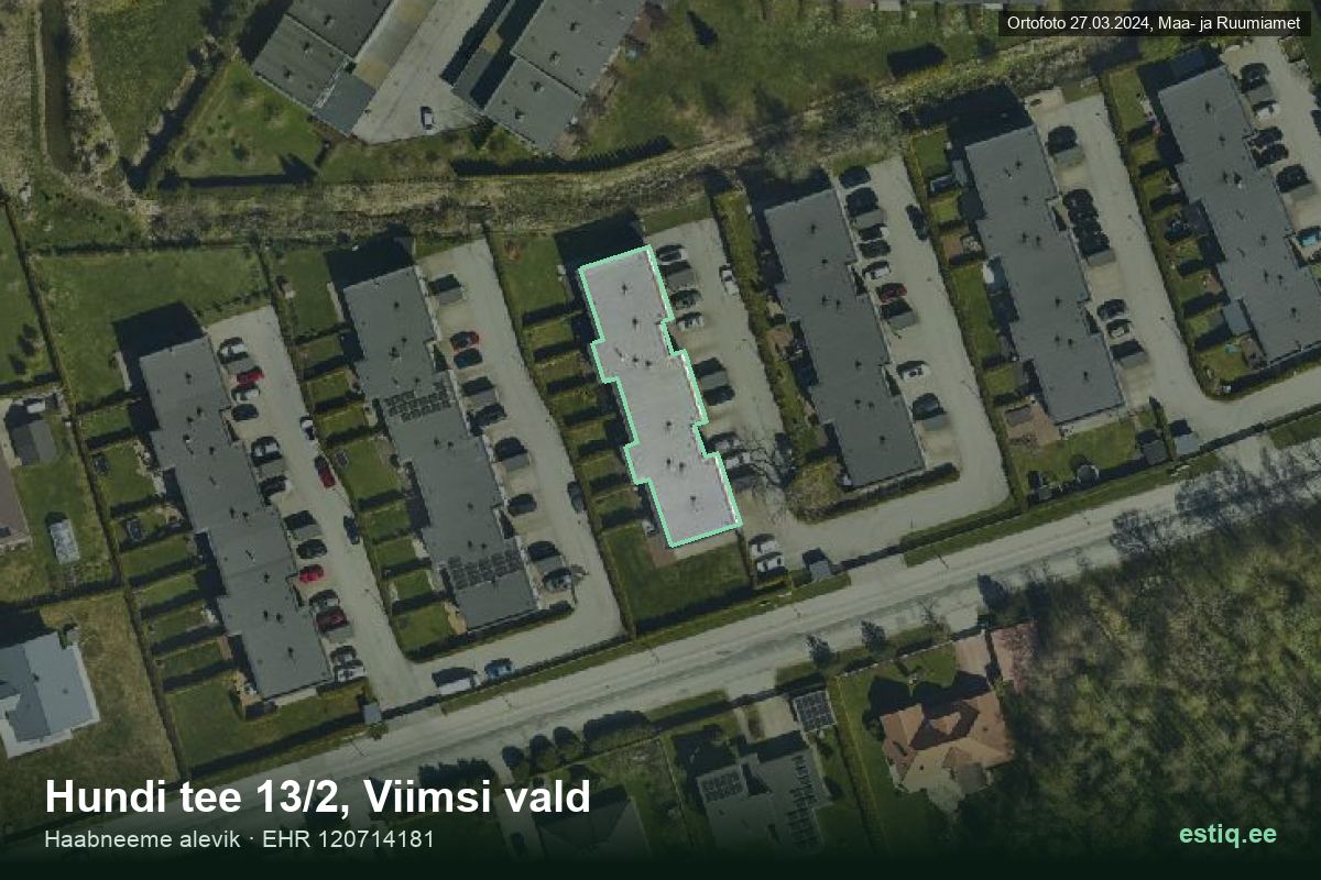 Hundi tee 13/2, Viimsi – hoone aerofoto, kontuur ehitisregistri (EHR) andmetest