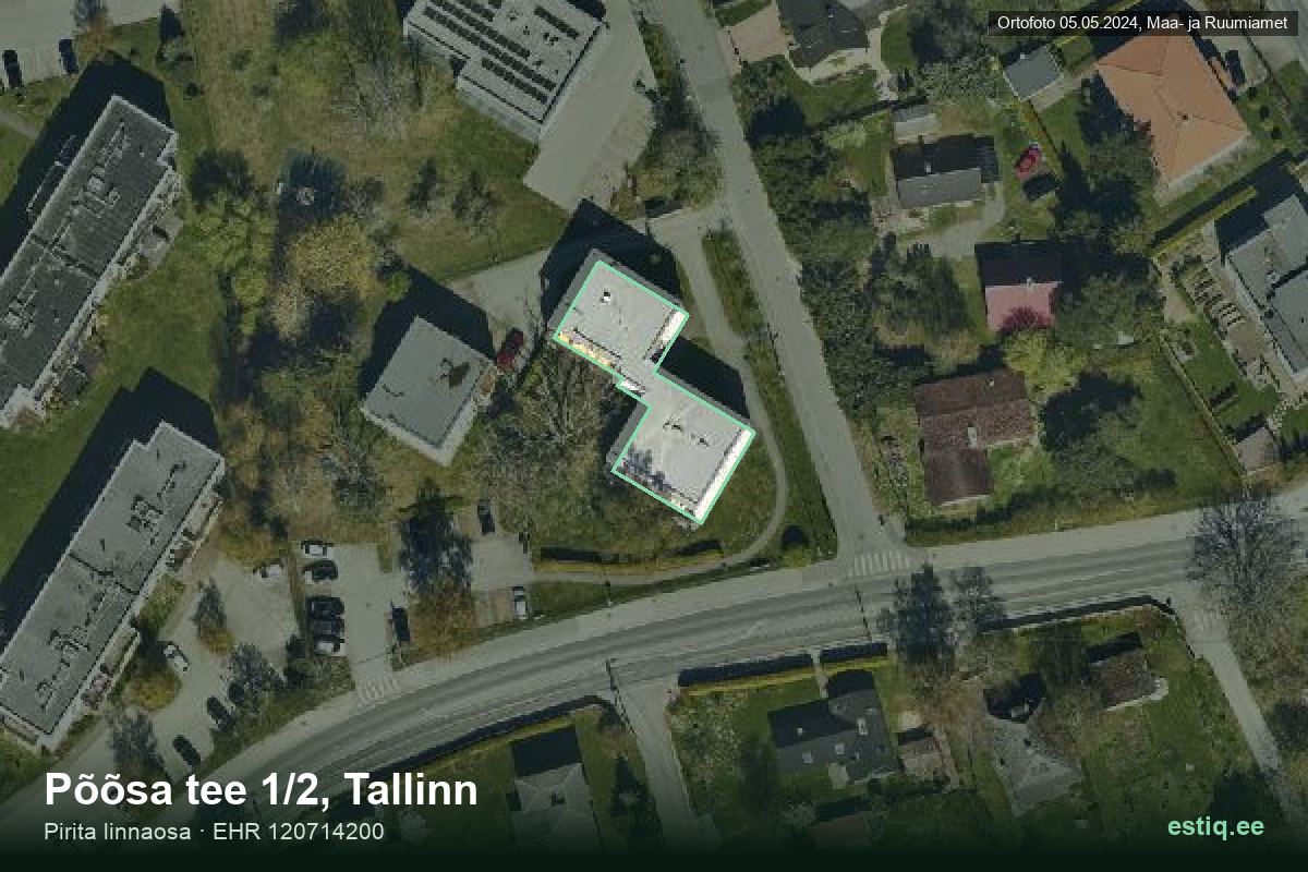 Põõsa tee 1/2, Tallinn – ilmakuva rakennuksesta, ääriviiva rakennusrekisteristä (EHR)