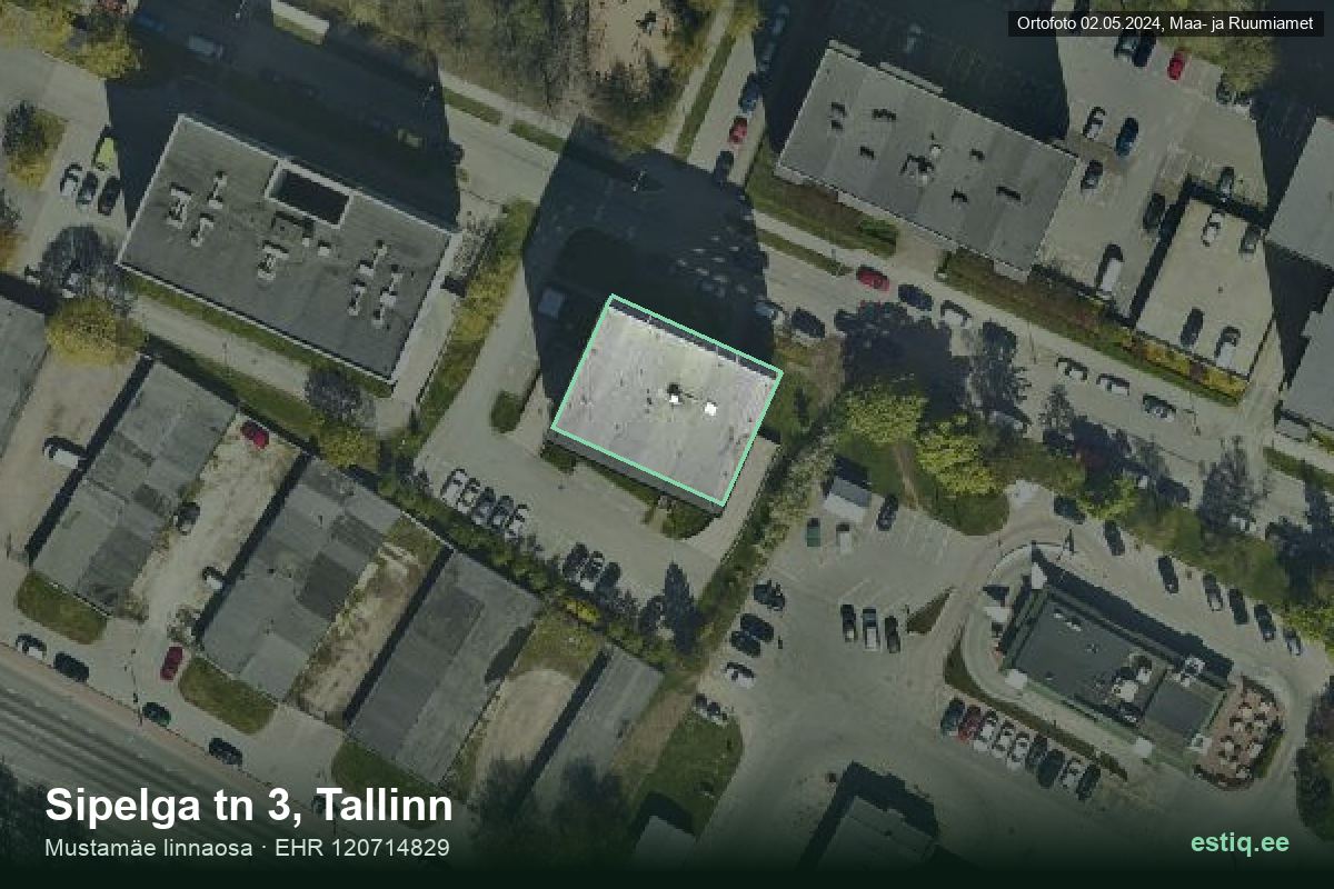 Sipelga tänav 3, Tallinn – ilmakuva rakennuksesta, ääriviiva rakennusrekisteristä (EHR)
