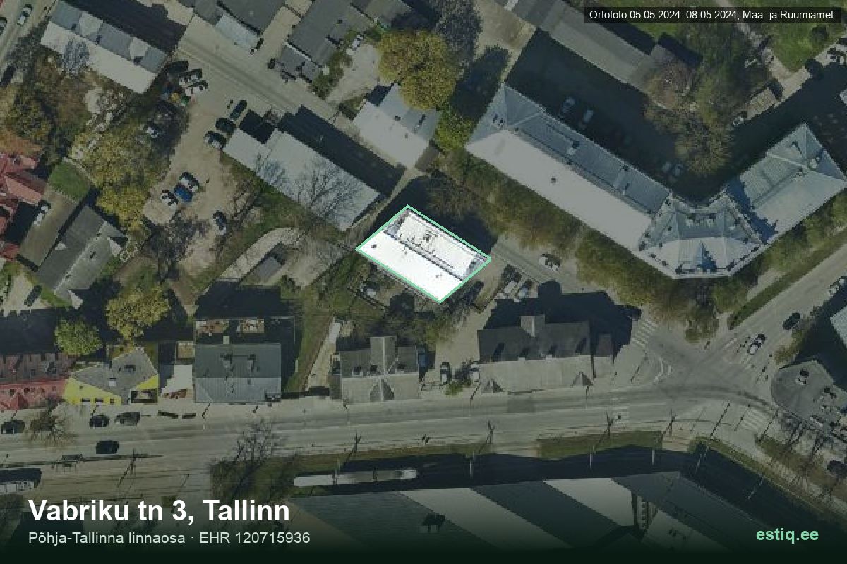 Vabriku tänav 3, Tallinn – ilmakuva rakennuksesta, ääriviiva rakennusrekisteristä (EHR)