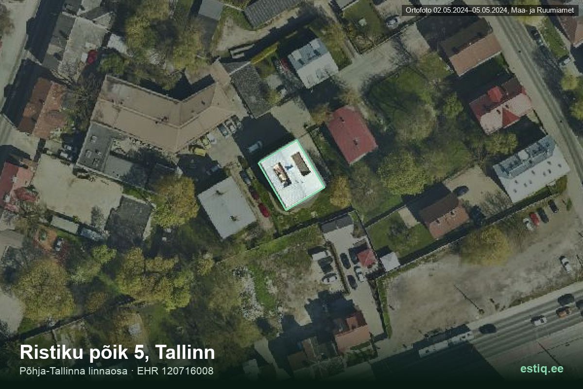 Ristiku põik 5, Tallinn – ilmakuva rakennuksesta, ääriviiva rakennusrekisteristä (EHR)