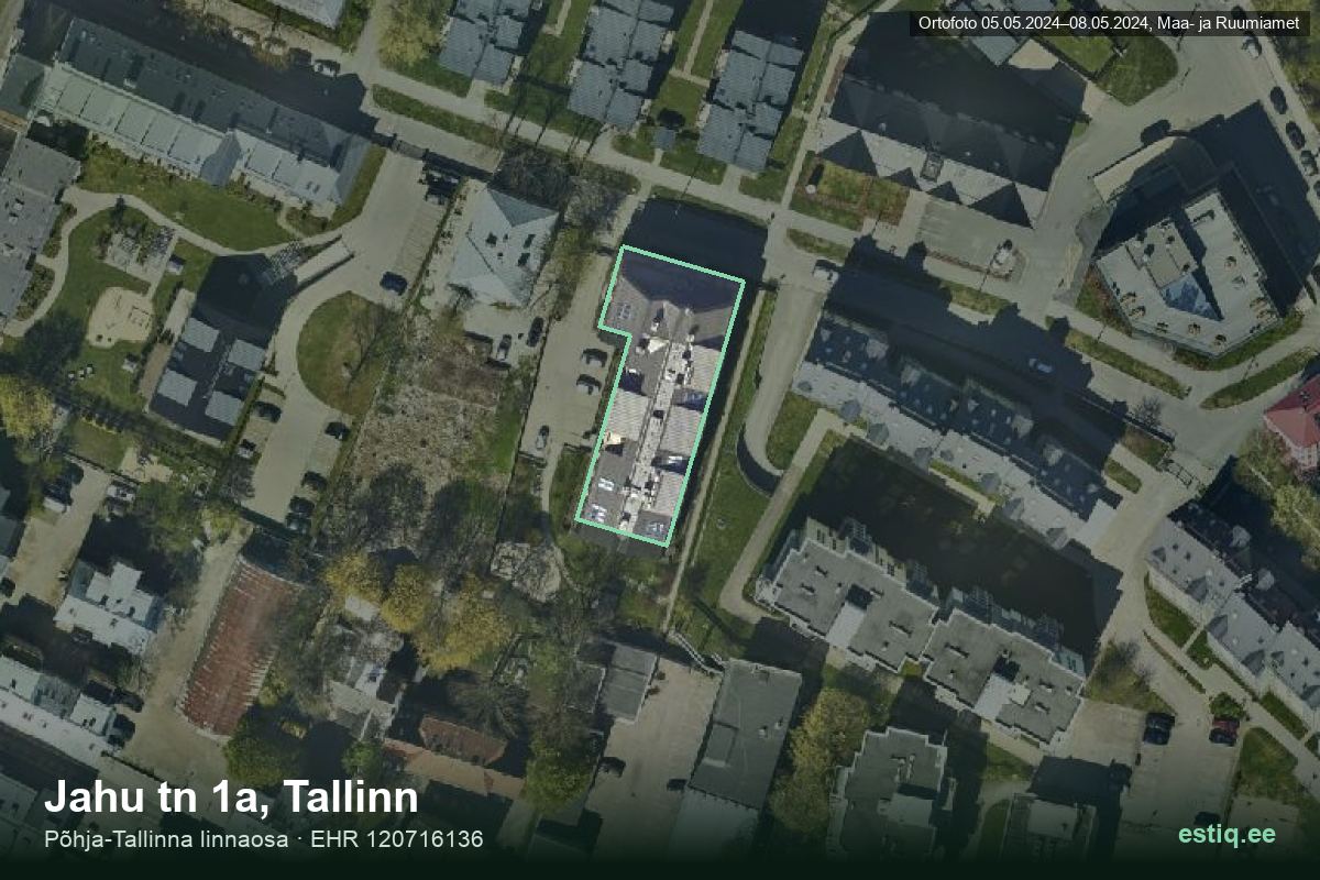 Jahu tänav 1a, Tallinn – hoone aerofoto, kontuur ehitisregistri (EHR) andmetest