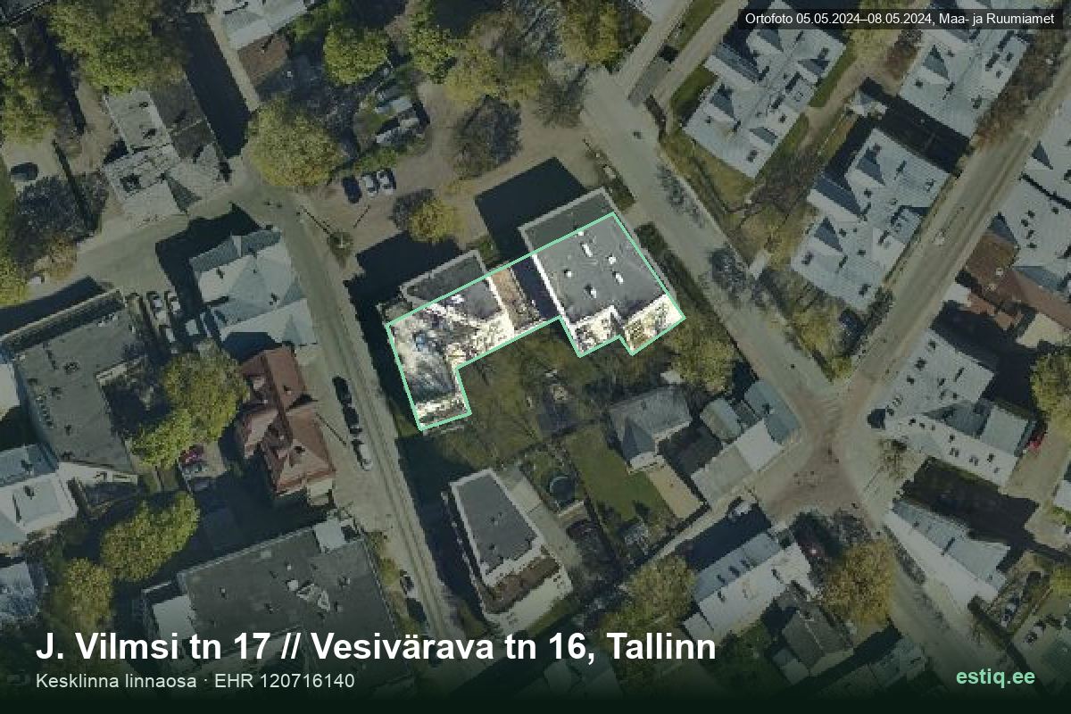 J. Vilmsi tänav 17, Tallinn – ilmakuva rakennuksesta, ääriviiva rakennusrekisteristä (EHR)
