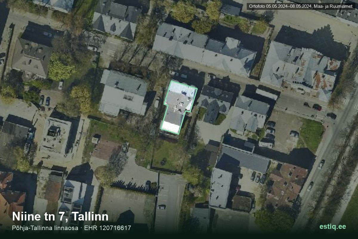 Niine tänav 7, Tallinn – hoone aerofoto, kontuur ehitisregistri (EHR) andmetest