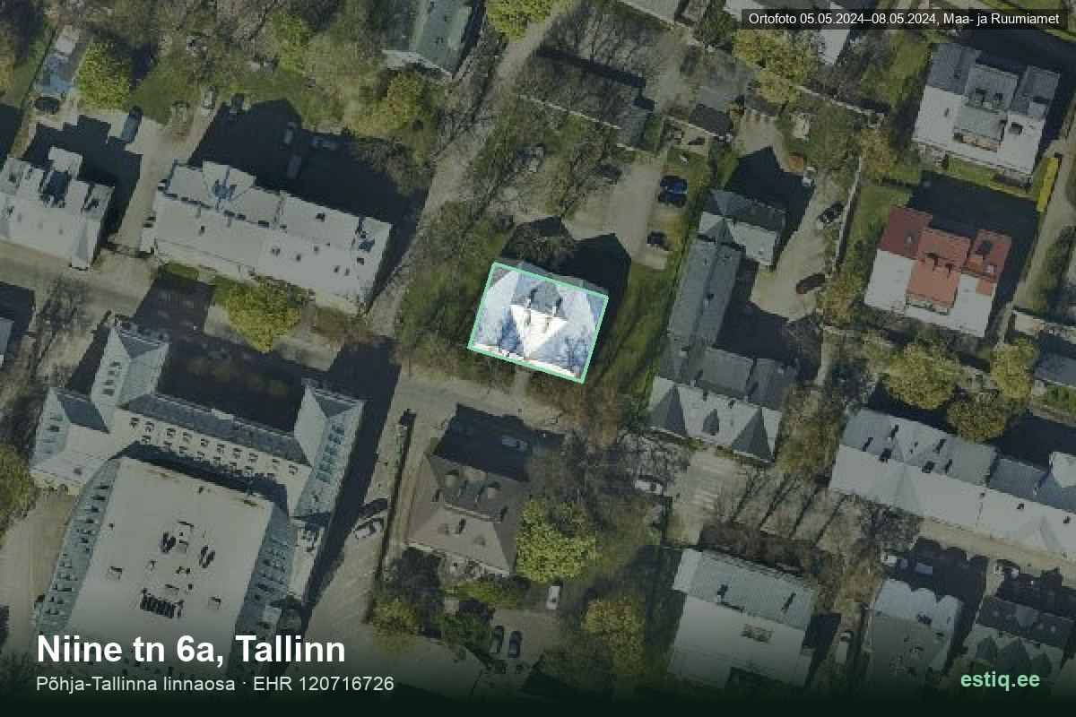 Niine tänav 6a, Tallinn – hoone aerofoto, kontuur ehitisregistri (EHR) andmetest