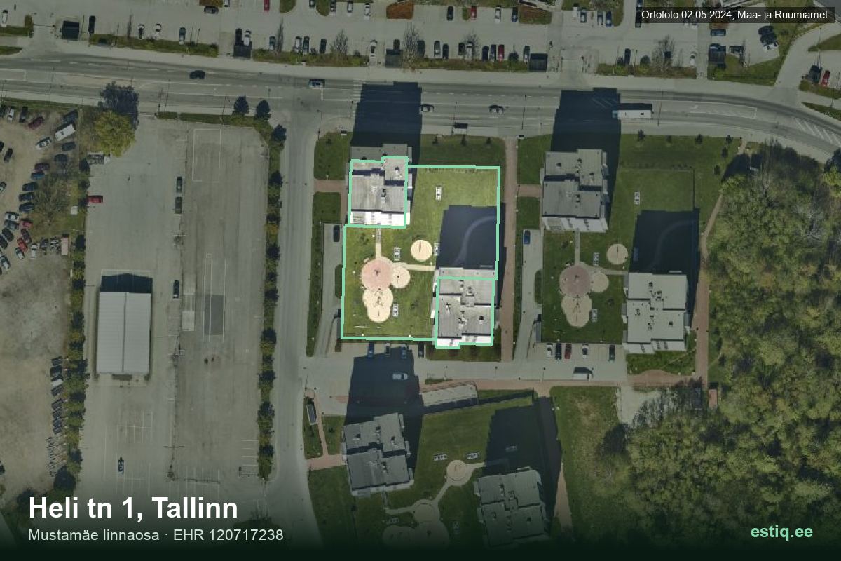 Heli tänav 1/1, Tallinn – hoone aerofoto, kontuur ehitisregistri (EHR) andmetest