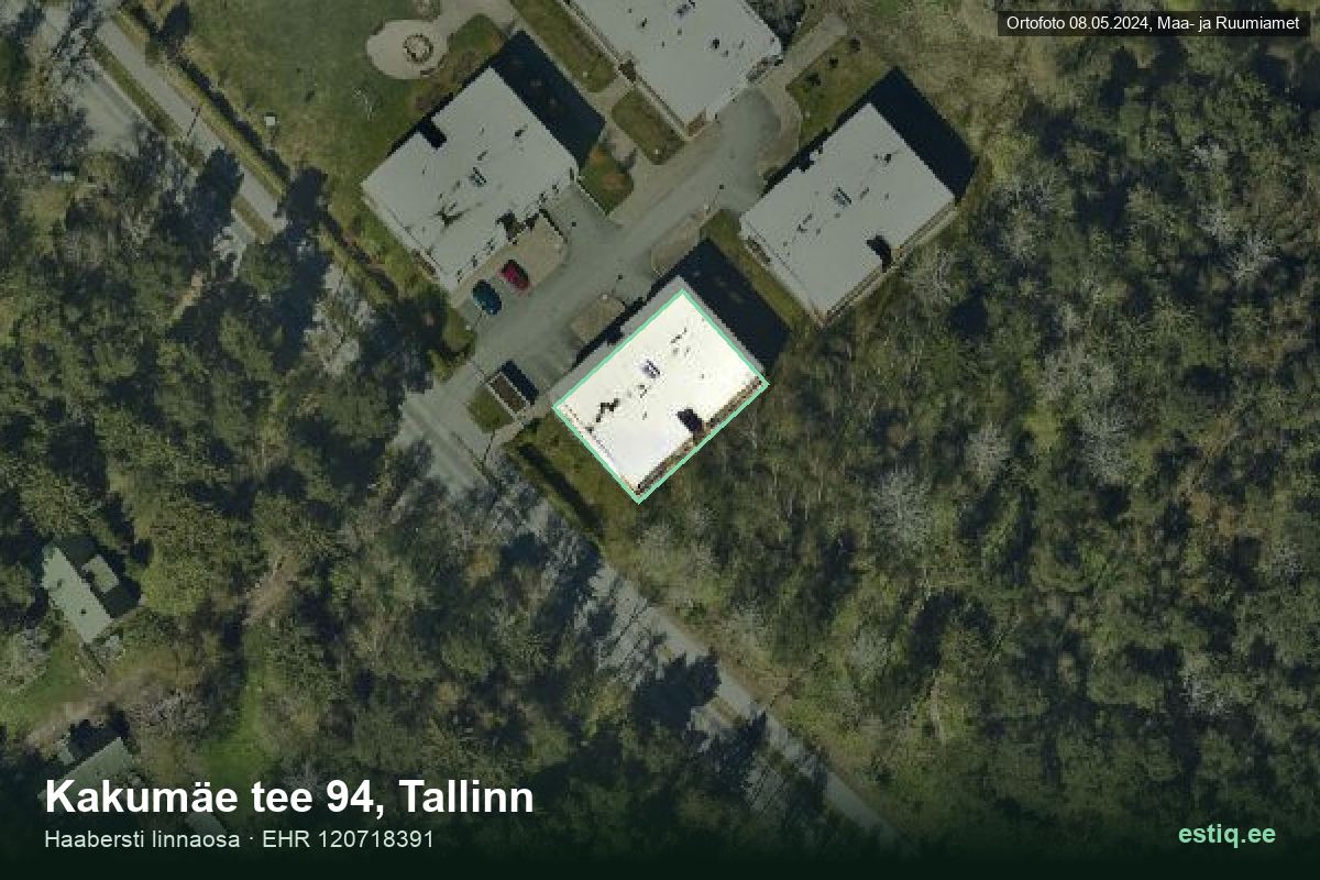 Kakumäe tee 94, Tallinn – аэрофото дома, контур по данным регистра строений (EHR)