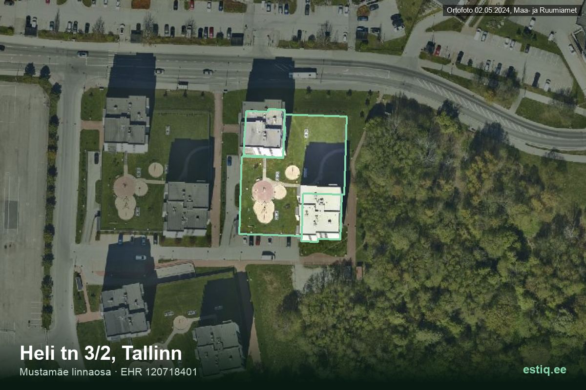 Heli tänav 3, Tallinn – aerial photo of the building, outline from the Building Register (EHR)