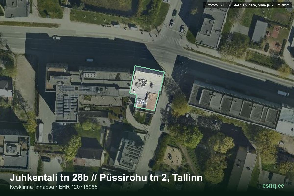Juhkentali tänav 28b, Tallinn – aerial photo of the building, outline from the Building Register (EHR)