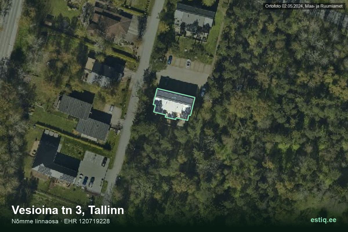 Vesioina tänav 3, Tallinn – hoone aerofoto, kontuur ehitisregistri (EHR) andmetest