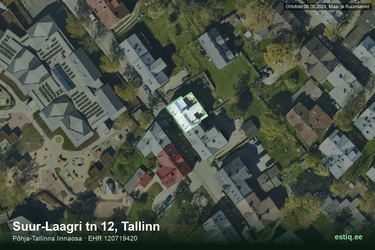 Suur-Laagri tänav 12, Tallinn – аэрофото дома, контур по данным регистра строений (EHR)