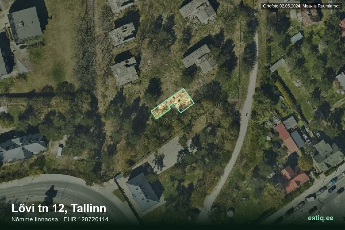 Lõvi tänav 12, Tallinn – aerial photo of the building, outline from the Building Register (EHR)