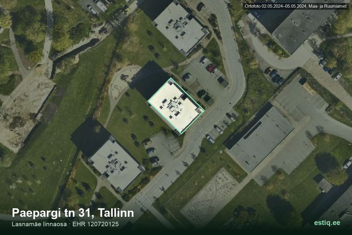 Paepargi tänav 31, Tallinn – hoone aerofoto, kontuur ehitisregistri (EHR) andmetest