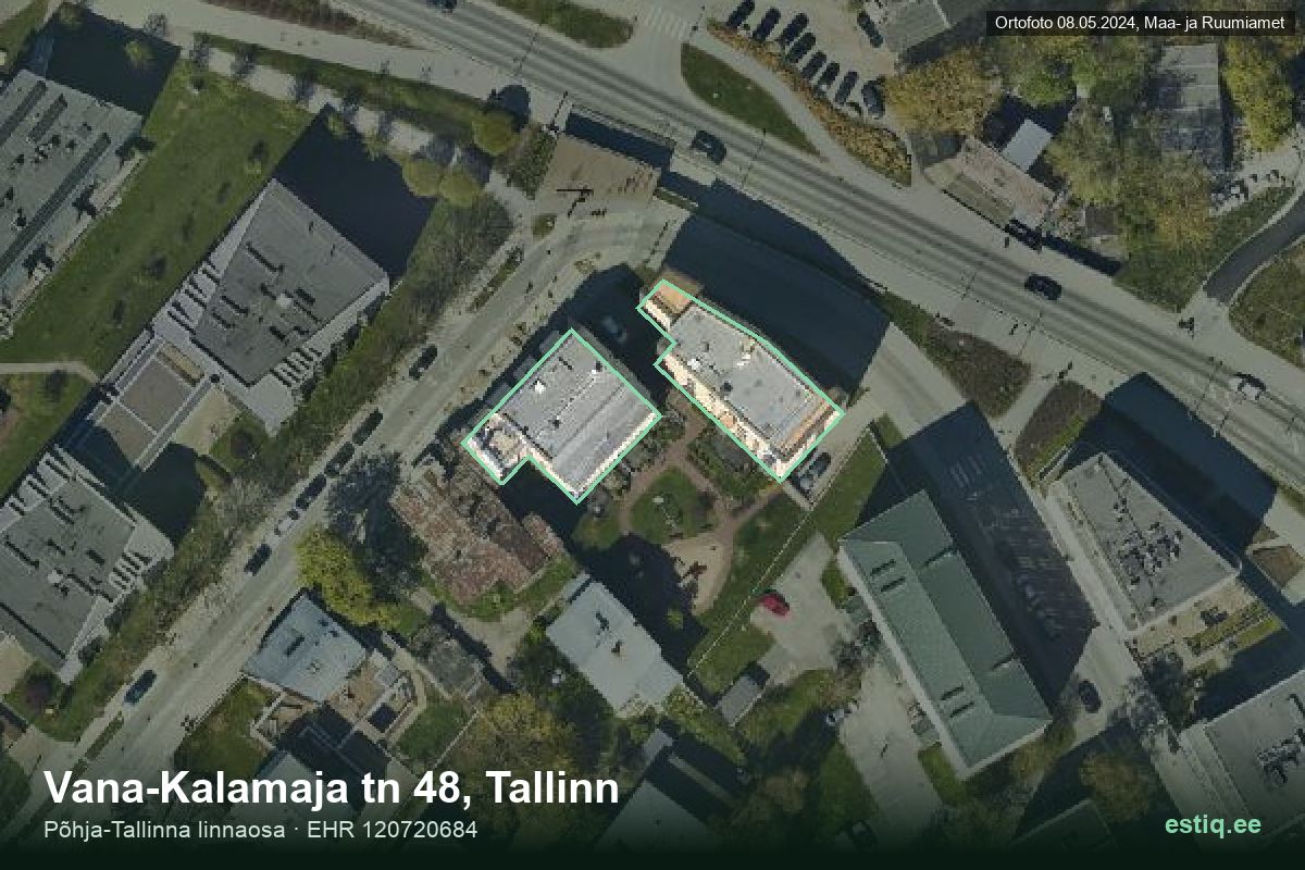 Vana-Kalamaja tänav 48, Tallinn – hoone aerofoto, kontuur ehitisregistri (EHR) andmetest