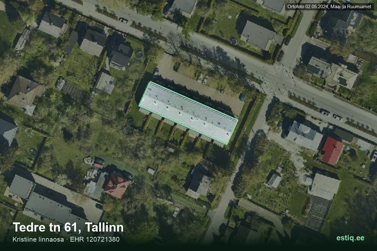 Tedre tänav 61, Tallinn – hoone aerofoto, kontuur ehitisregistri (EHR) andmetest