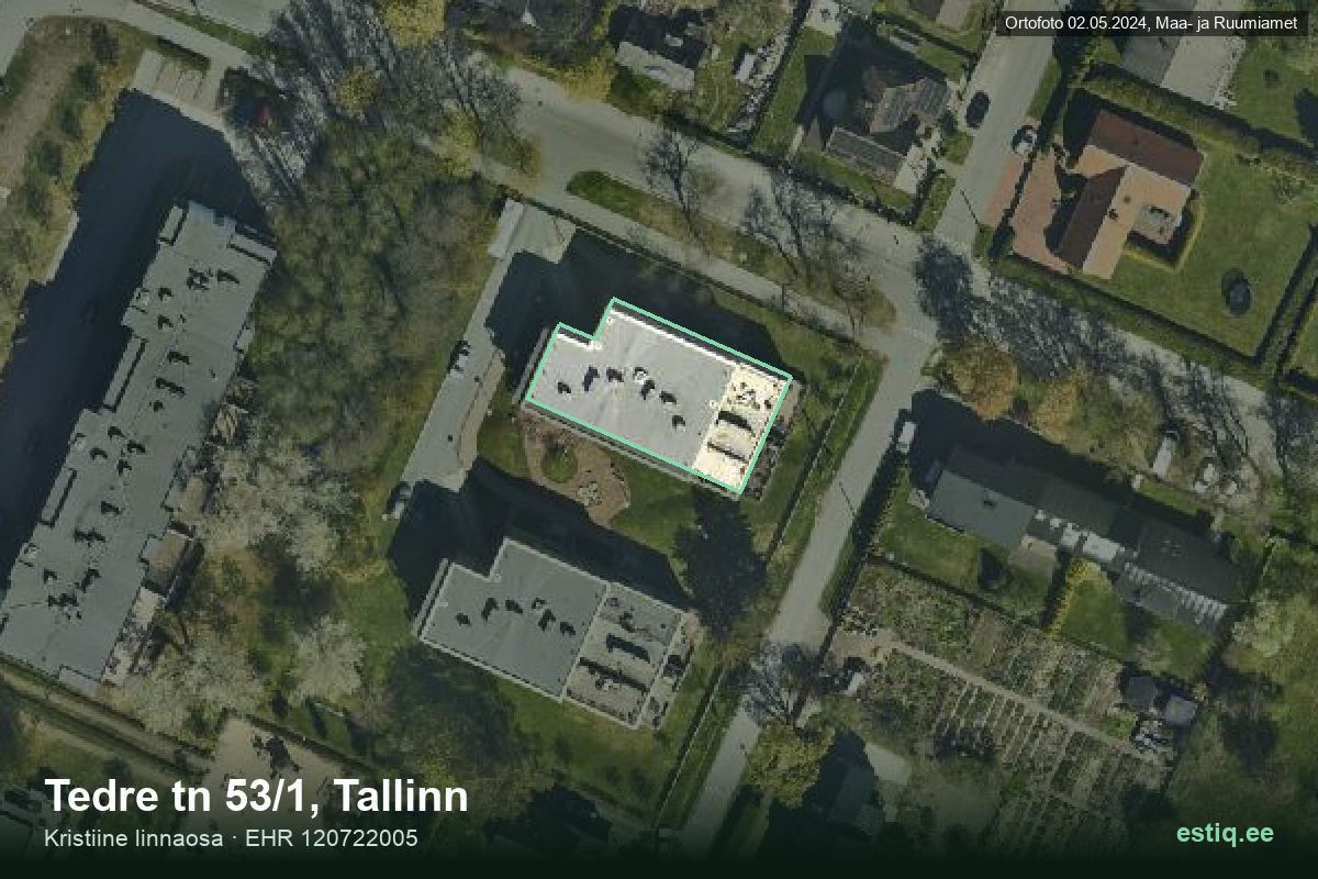 Tedre tänav 53/1, Tallinn – hoone aerofoto, kontuur ehitisregistri (EHR) andmetest