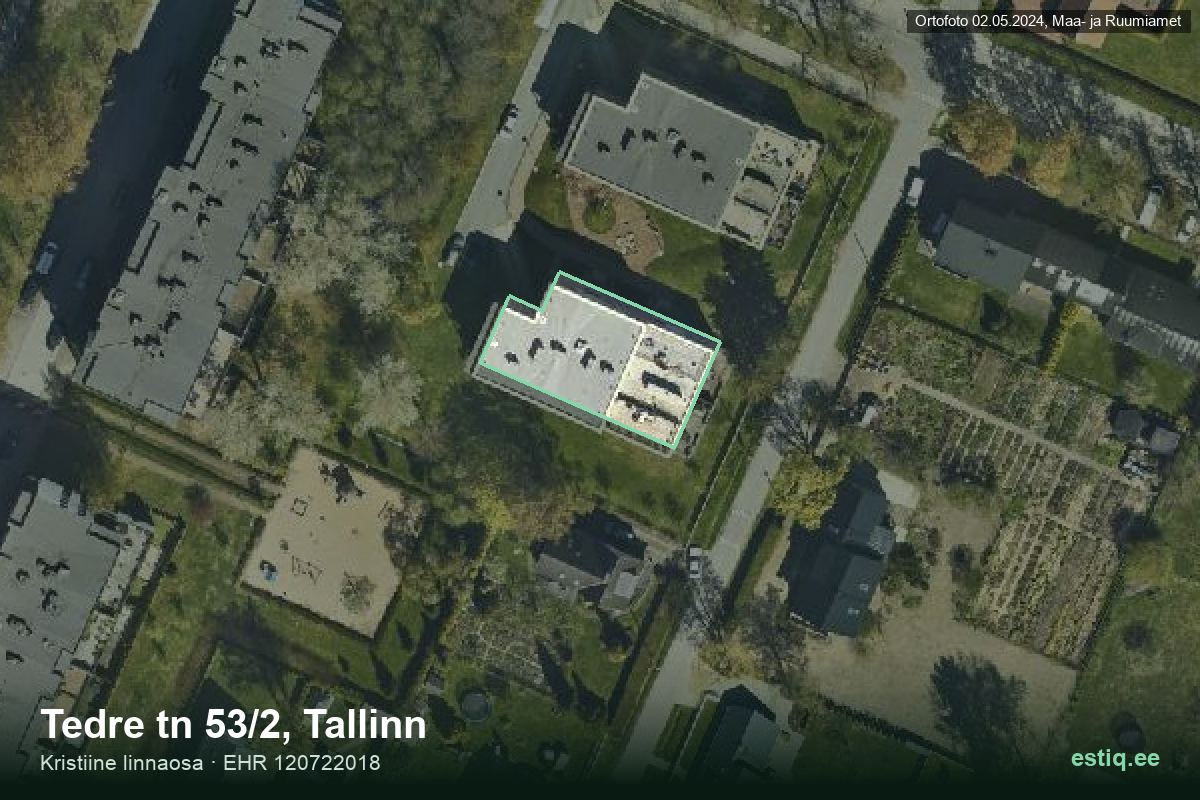 Tedre tänav 53/2, Tallinn – hoone aerofoto, kontuur ehitisregistri (EHR) andmetest