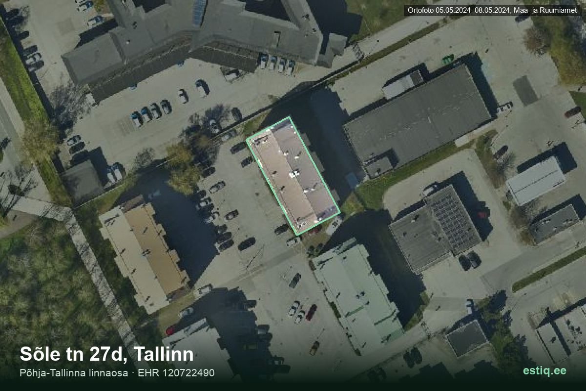 Sõle tänav 27d, Tallinn – hoone aerofoto, kontuur ehitisregistri (EHR) andmetest