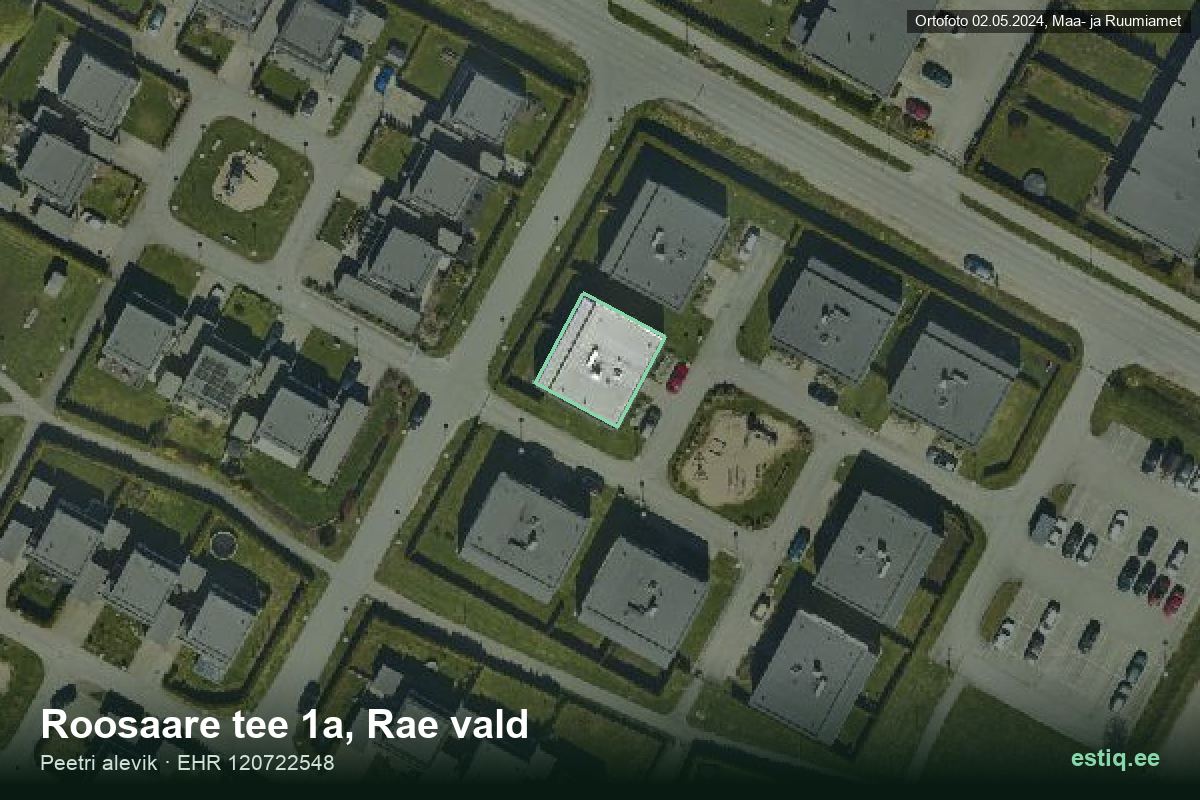 Roosaare tee 1a, Rae – hoone aerofoto, kontuur ehitisregistri (EHR) andmetest