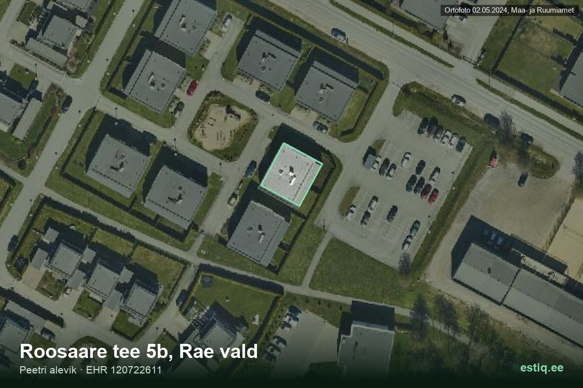 Roosaare tee 5b, Rae – hoone aerofoto, kontuur ehitisregistri (EHR) andmetest