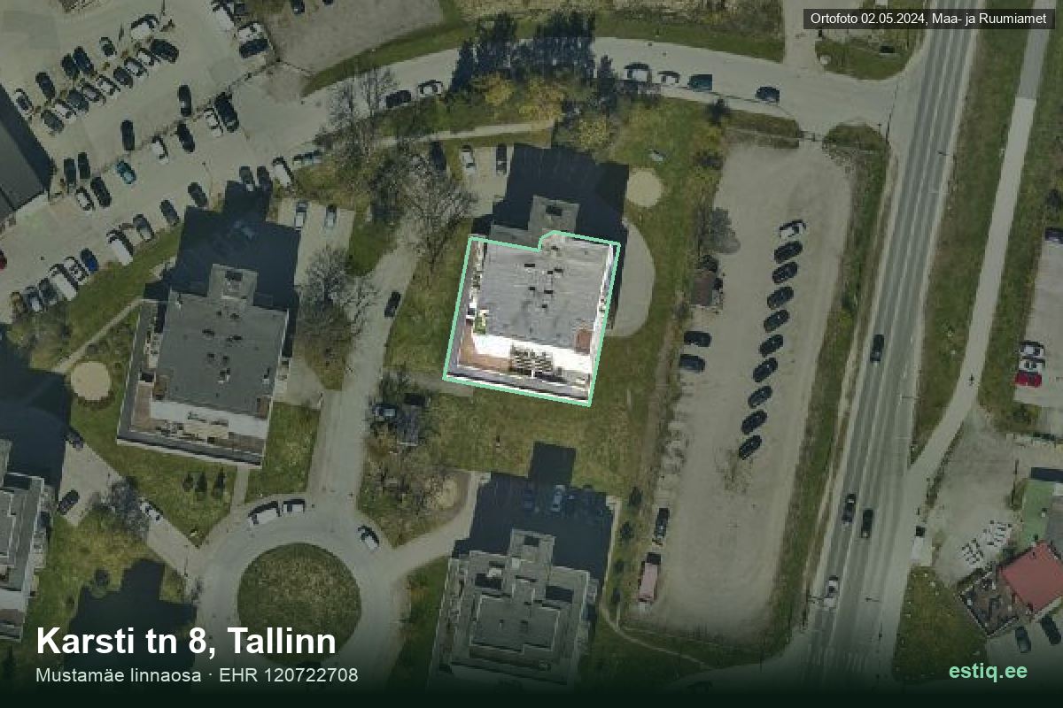 Karsti tänav 8, Tallinn – aerial photo of the building, outline from the Building Register (EHR)