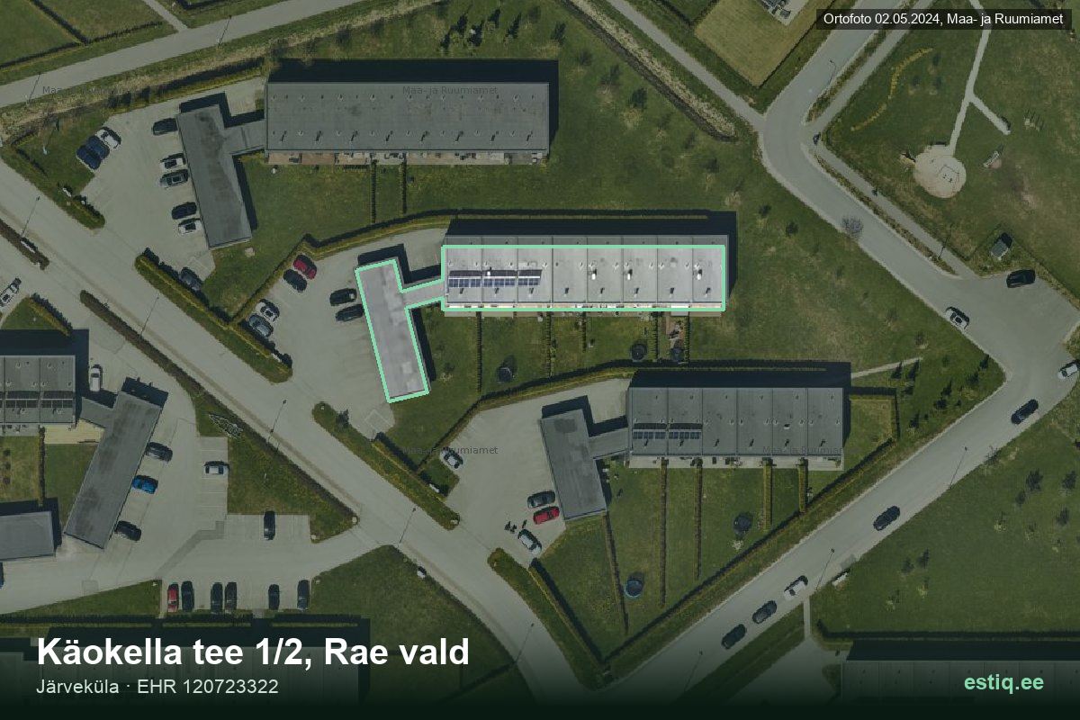 Käokella tee 1/2, Rae – аэрофото дома, контур по данным регистра строений (EHR)