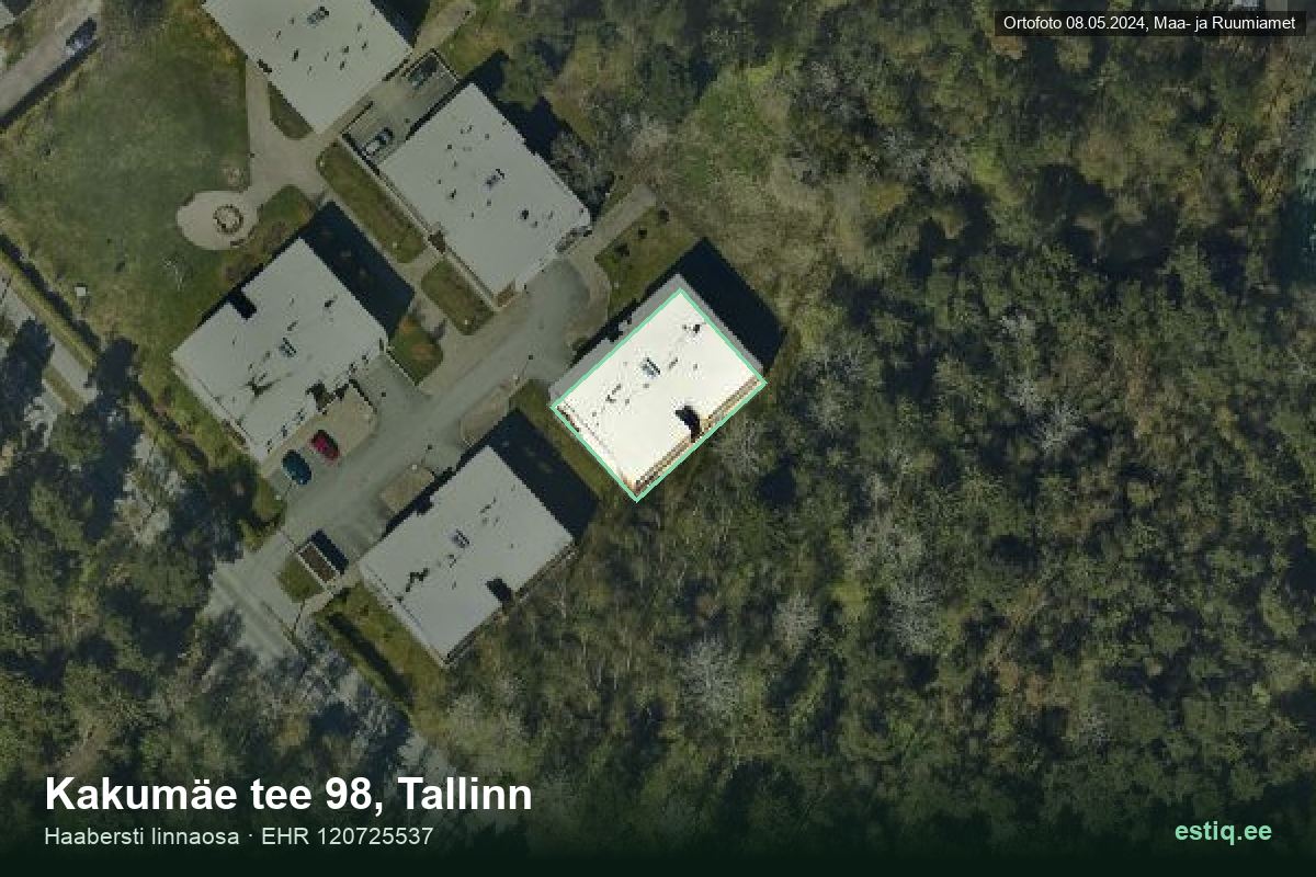 Kakumäe tee 98, Tallinn – aerial photo of the building, outline from the Building Register (EHR)