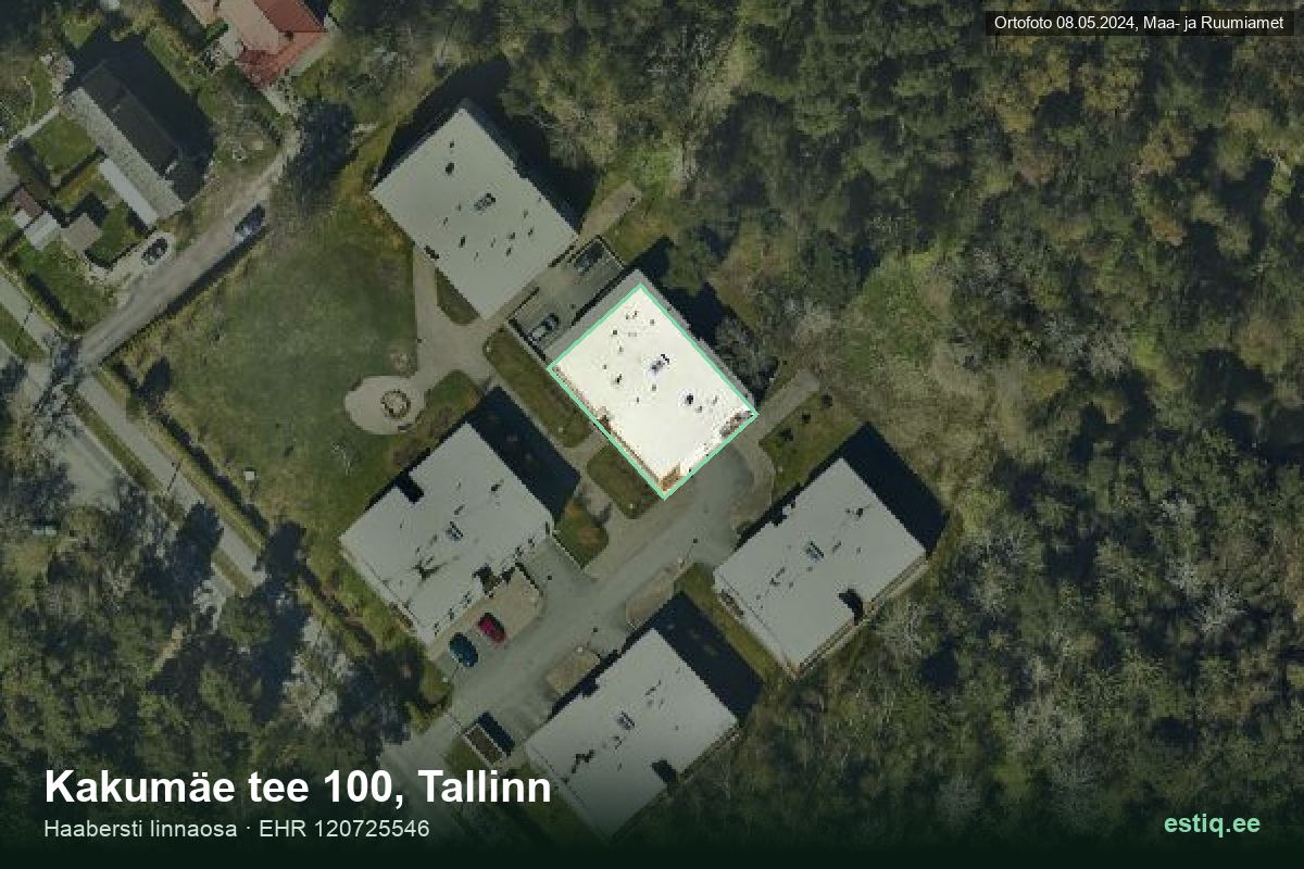 Kakumäe tee 100, Tallinn – аэрофото дома, контур по данным регистра строений (EHR)
