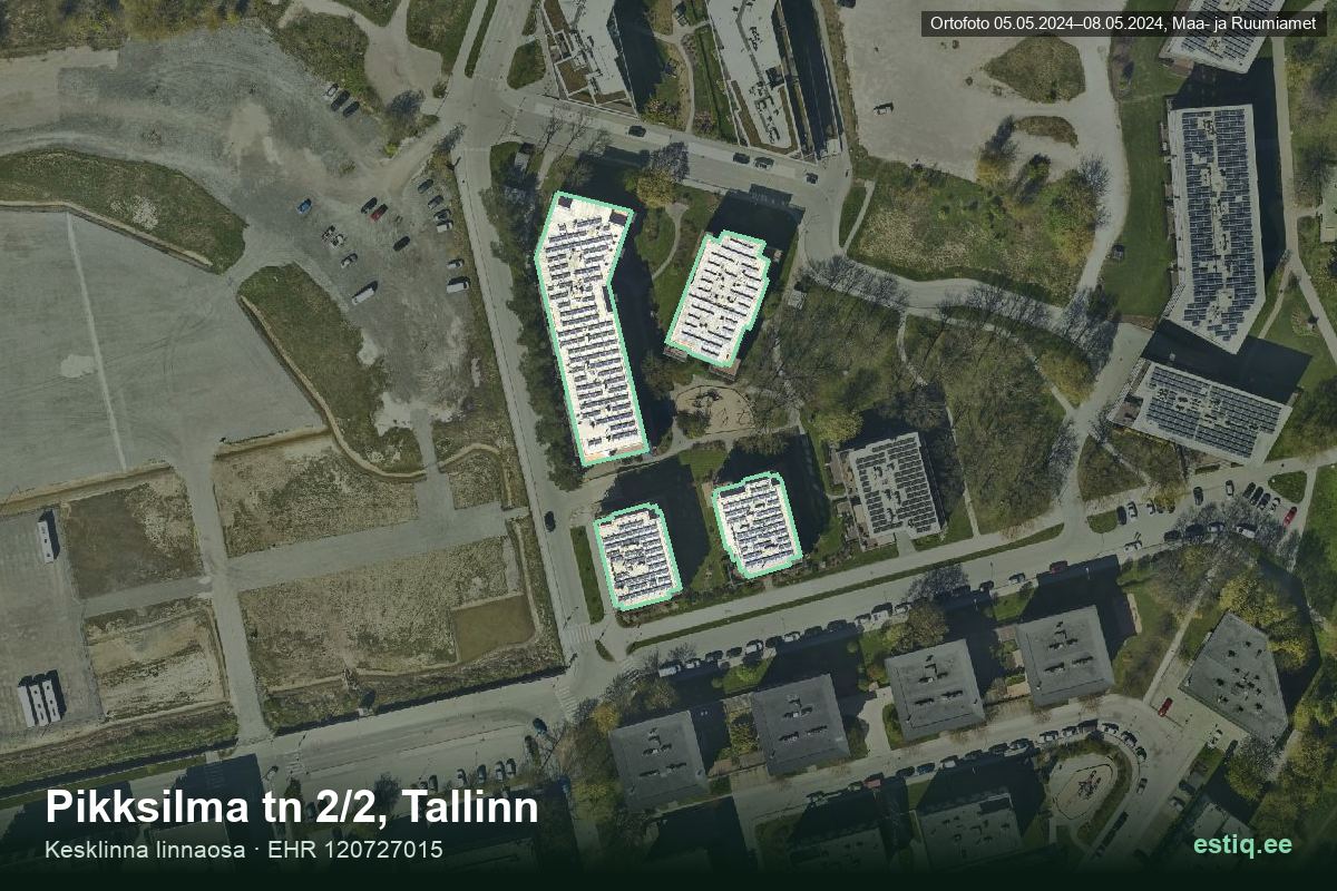 Kiikri tänav 3, Tallinn – hoone aerofoto, kontuur ehitisregistri (EHR) andmetest