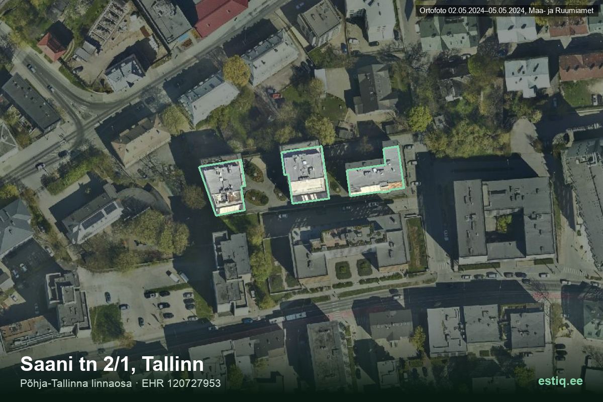 Saani tänav 2/1, Tallinn – ilmakuva rakennuksesta, ääriviiva rakennusrekisteristä (EHR)