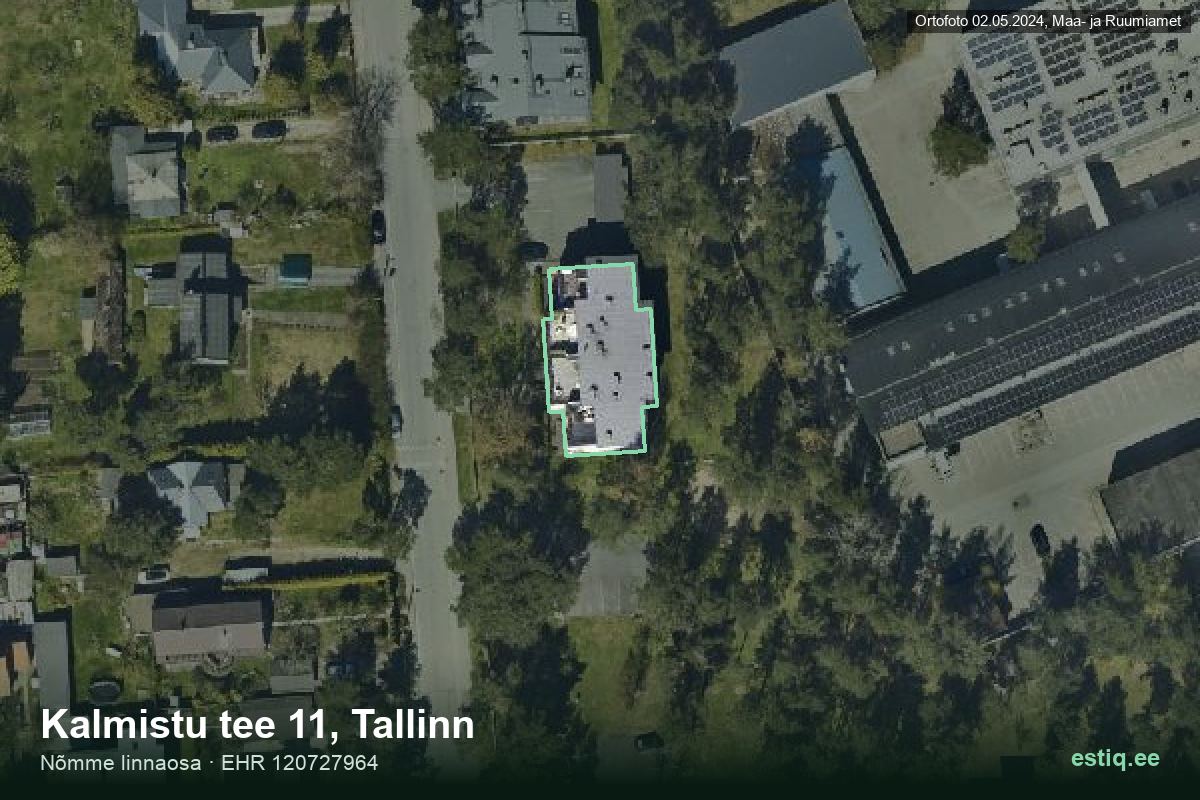Kalmistu tee 11, Tallinn – aerial photo of the building, outline from the Building Register (EHR)