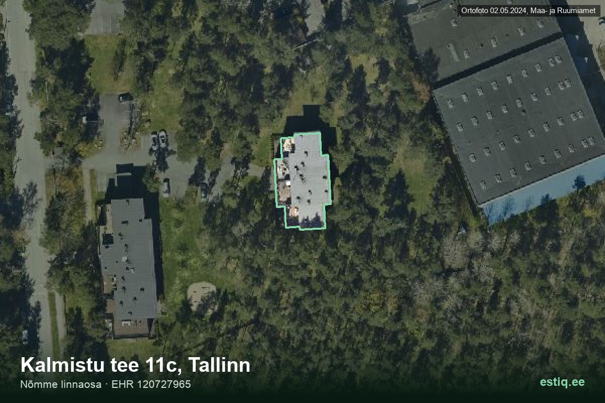Kalmistu tee 11c, Tallinn – hoone aerofoto, kontuur ehitisregistri (EHR) andmetest