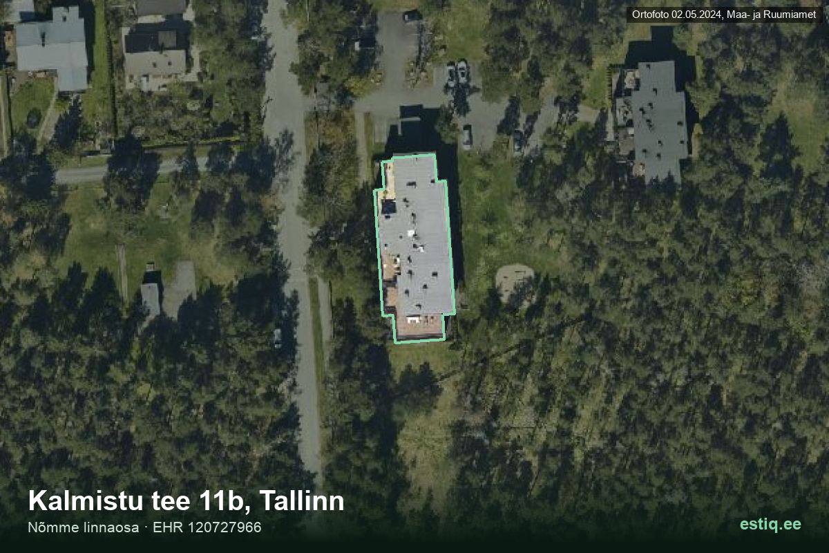 Kalmistu tee 11b, Tallinn – aerial photo of the building, outline from the Building Register (EHR)