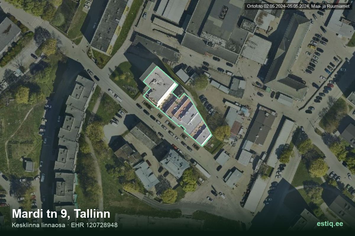 Mardi tänav 9, Tallinn – aerial photo of the building, outline from the Building Register (EHR)