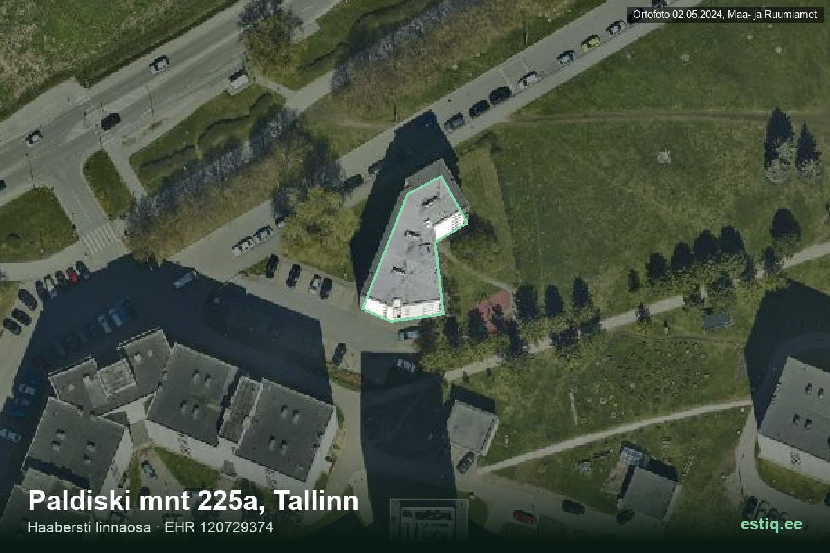 Paldiski mnt 225a, Tallinn – aerial photo of the building, outline from the Building Register (EHR)