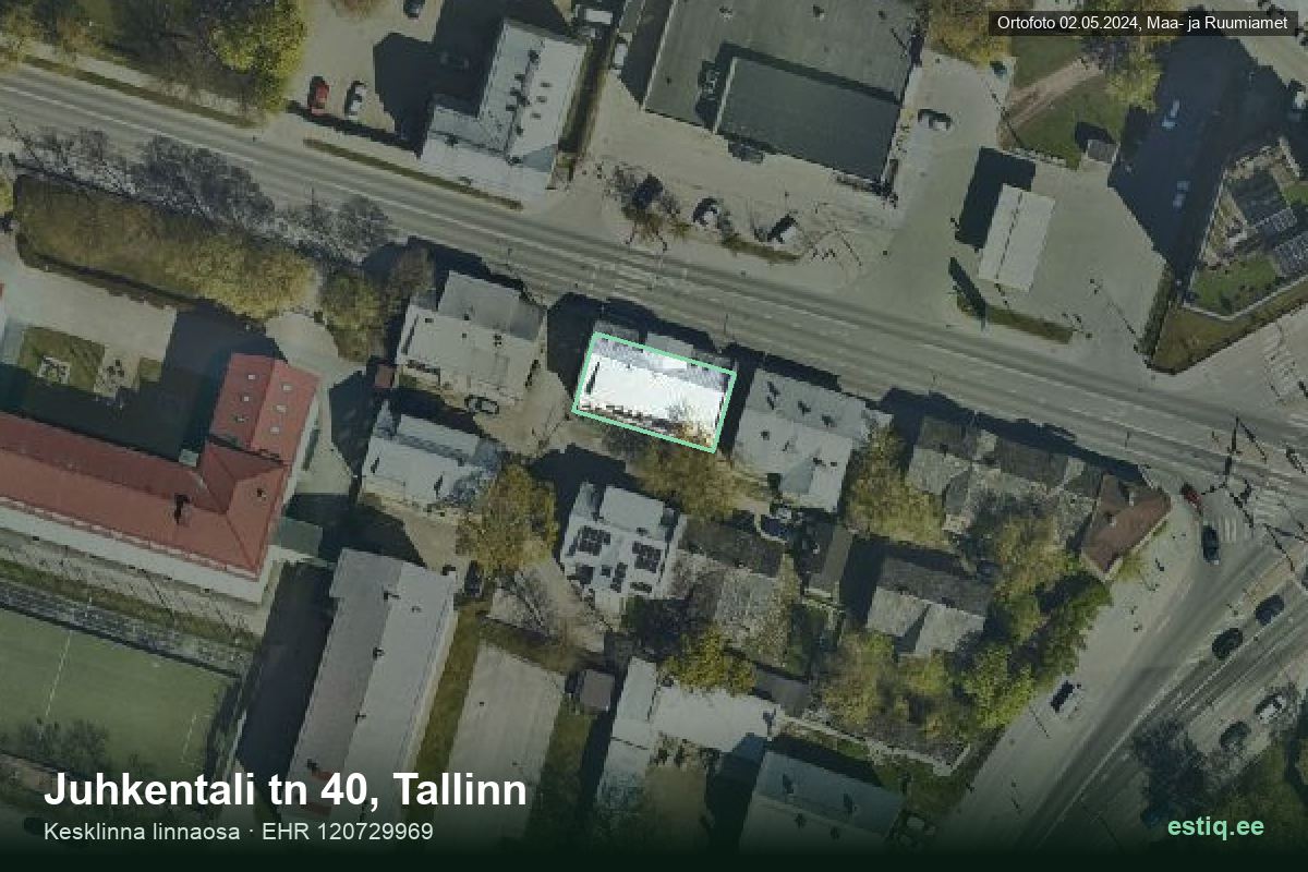 Juhkentali tänav 40, Tallinn – aerial photo of the building, outline from the Building Register (EHR)